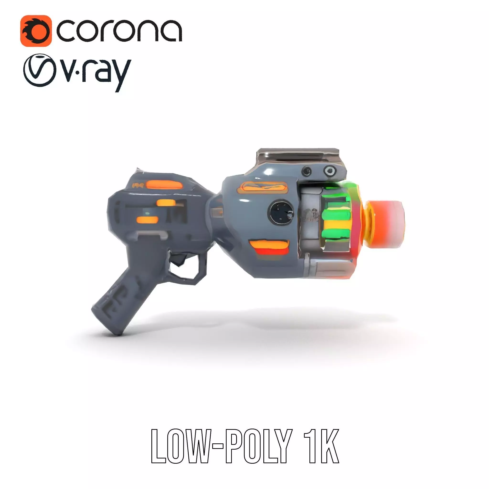 Neon Blaster Gun model pack Low-poly 3D model_25