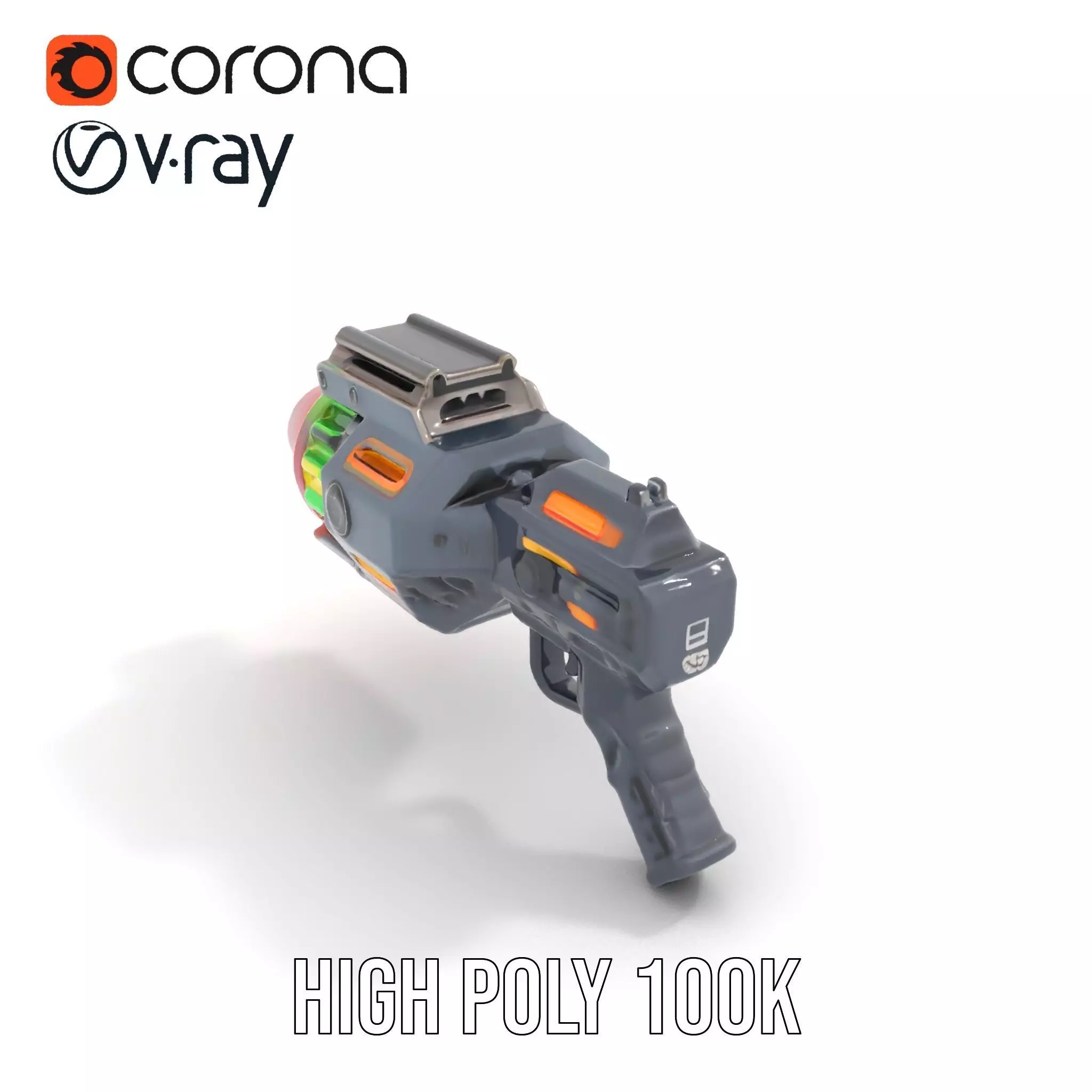 Neon Blaster Gun model pack Low-poly 3D model_28