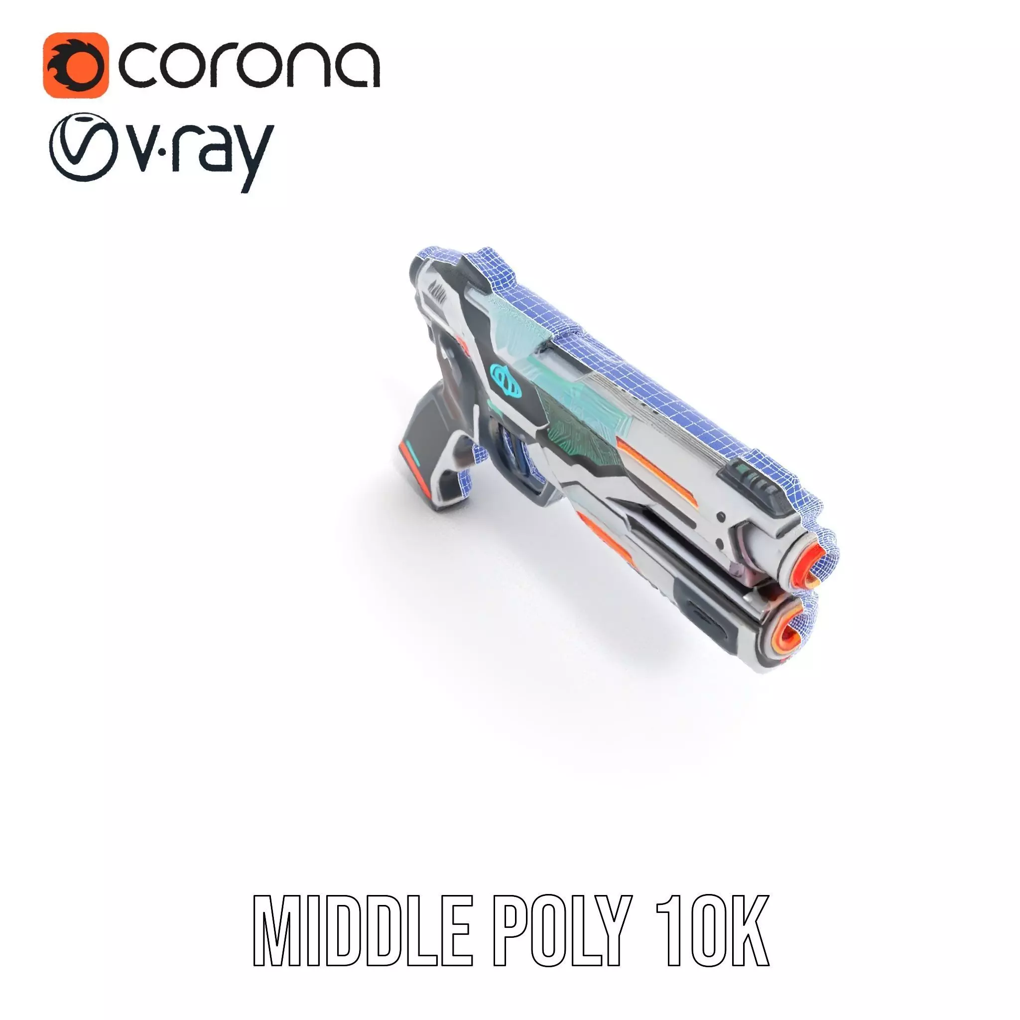 Futuristic SciFi Pistol model pack Low-poly 3D model_24