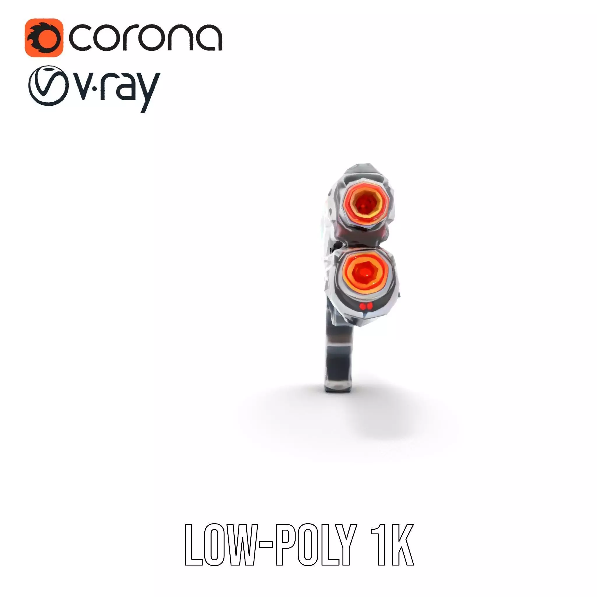 Futuristic SciFi Pistol model pack Low-poly 3D model_12