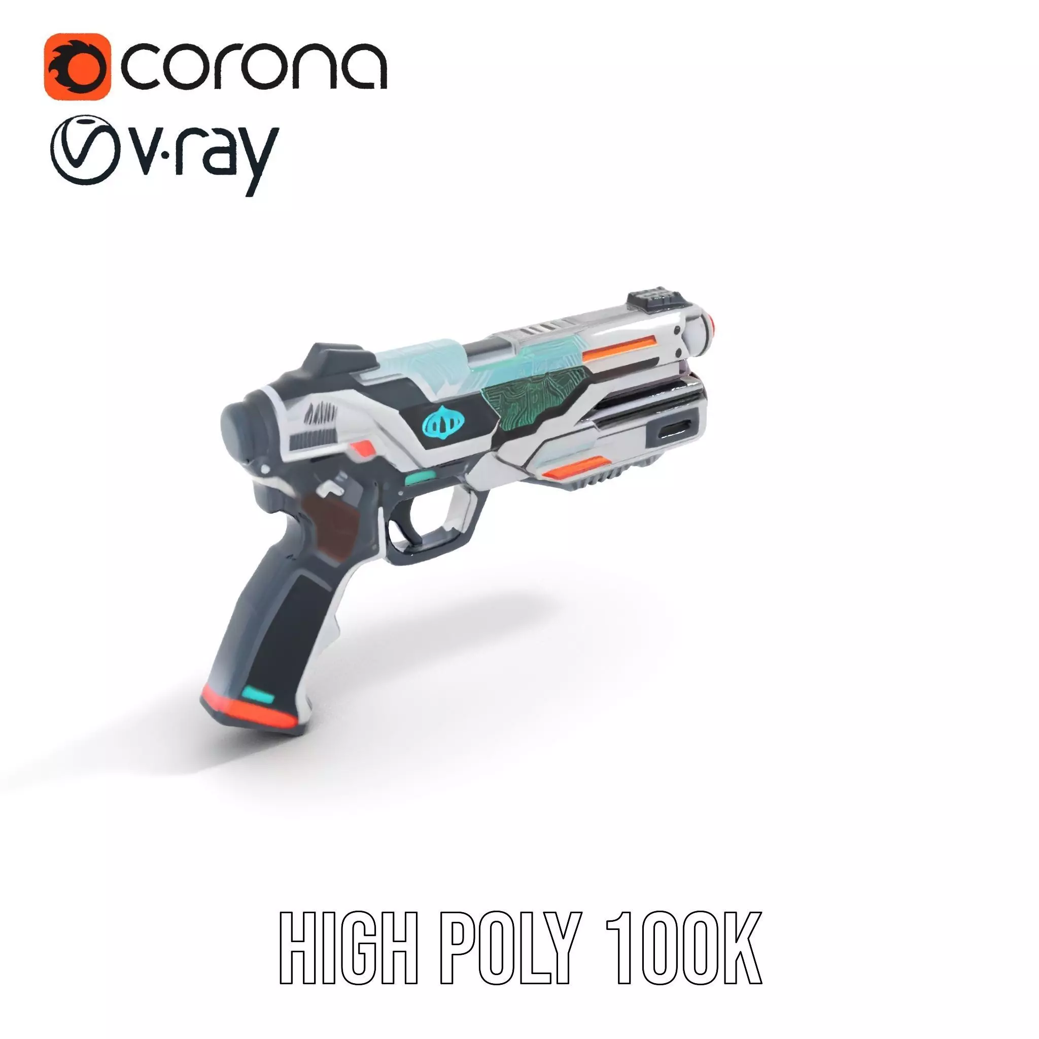 Futuristic SciFi Pistol model pack Low-poly 3D model_17