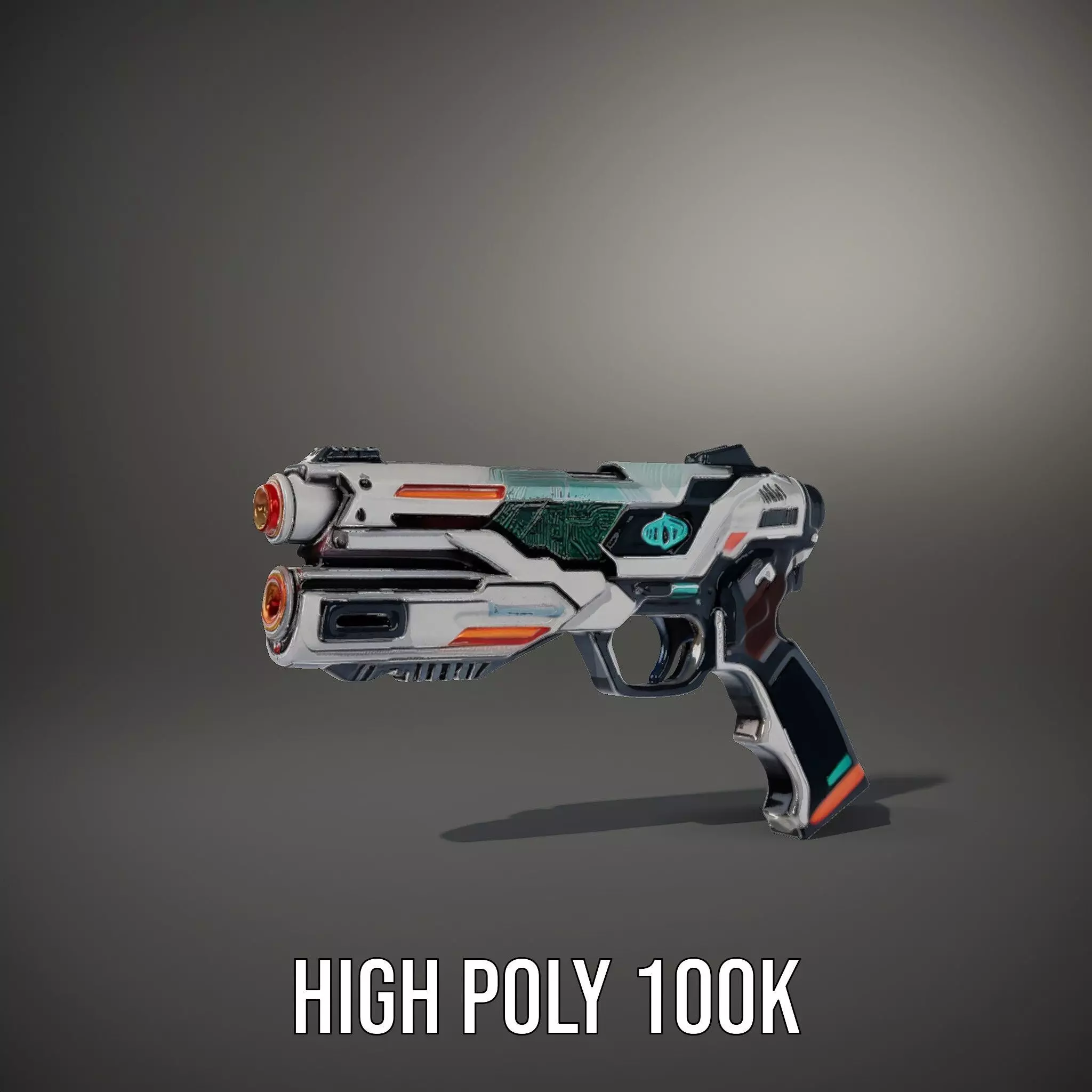 Futuristic SciFi Pistol model pack Low-poly 3D model_8