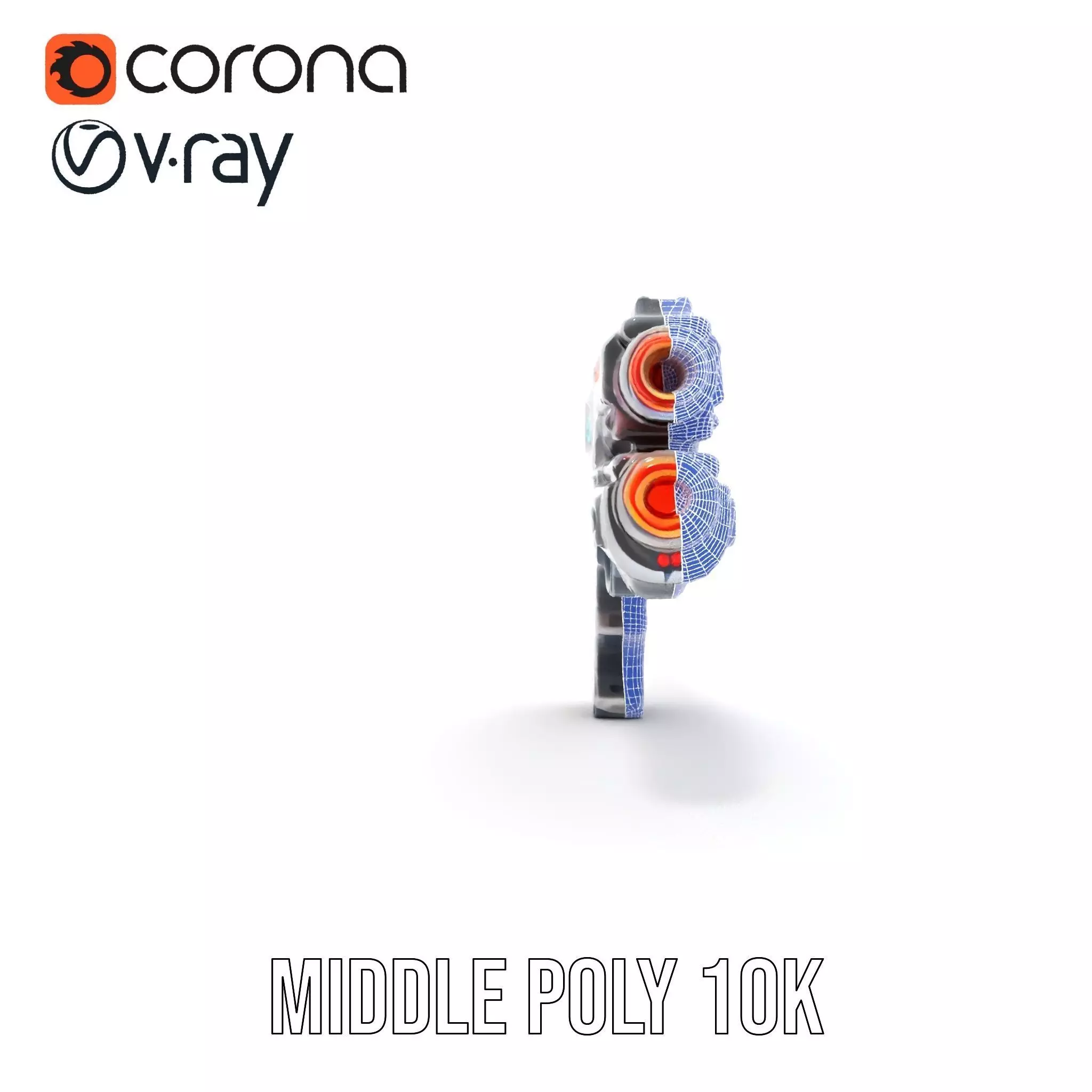 Futuristic SciFi Pistol model pack Low-poly 3D model_30