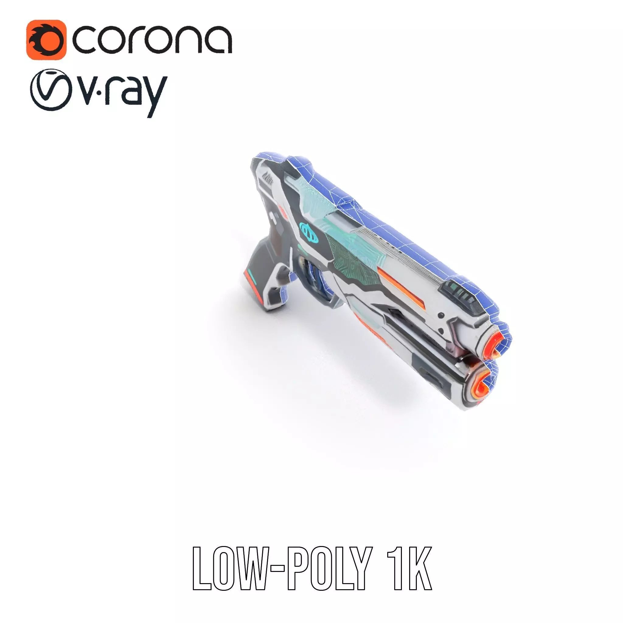 Futuristic SciFi Pistol model pack Low-poly 3D model_22