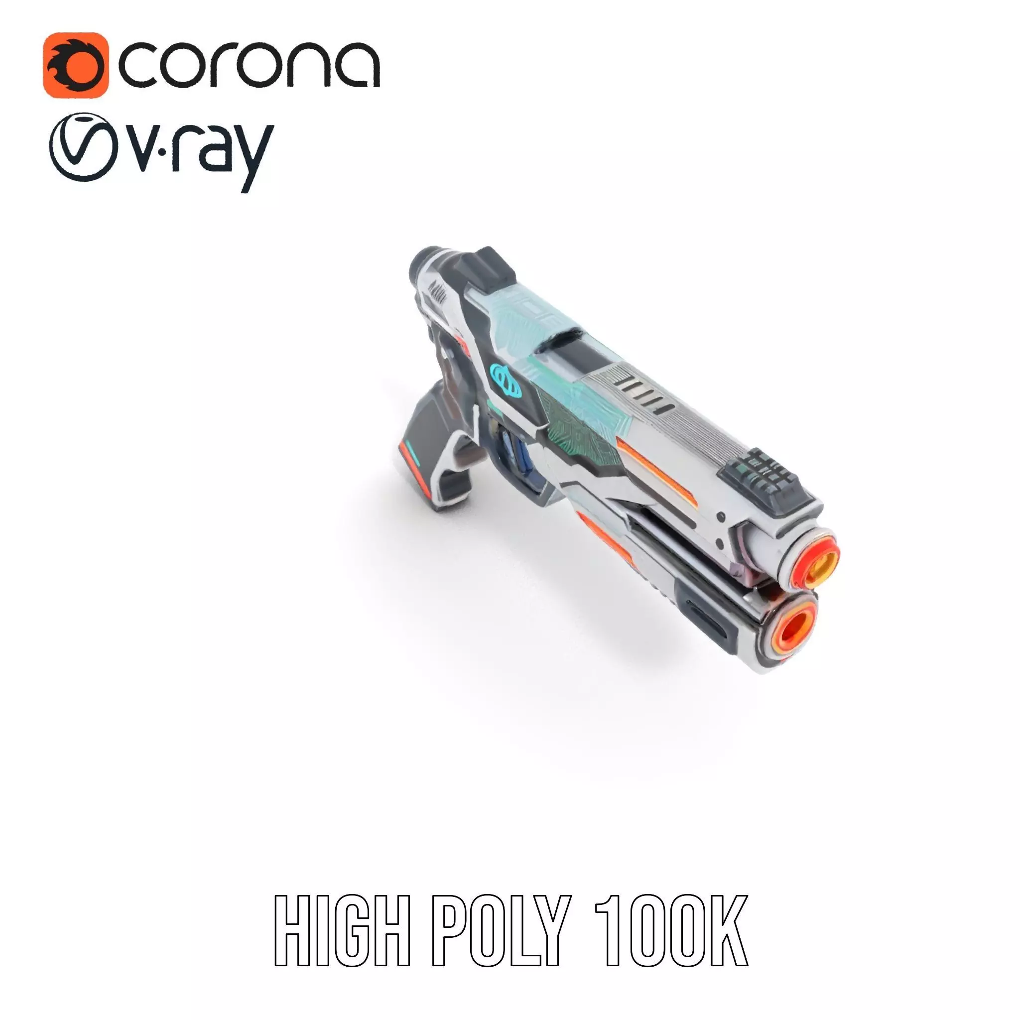 Futuristic SciFi Pistol model pack Low-poly 3D model_20