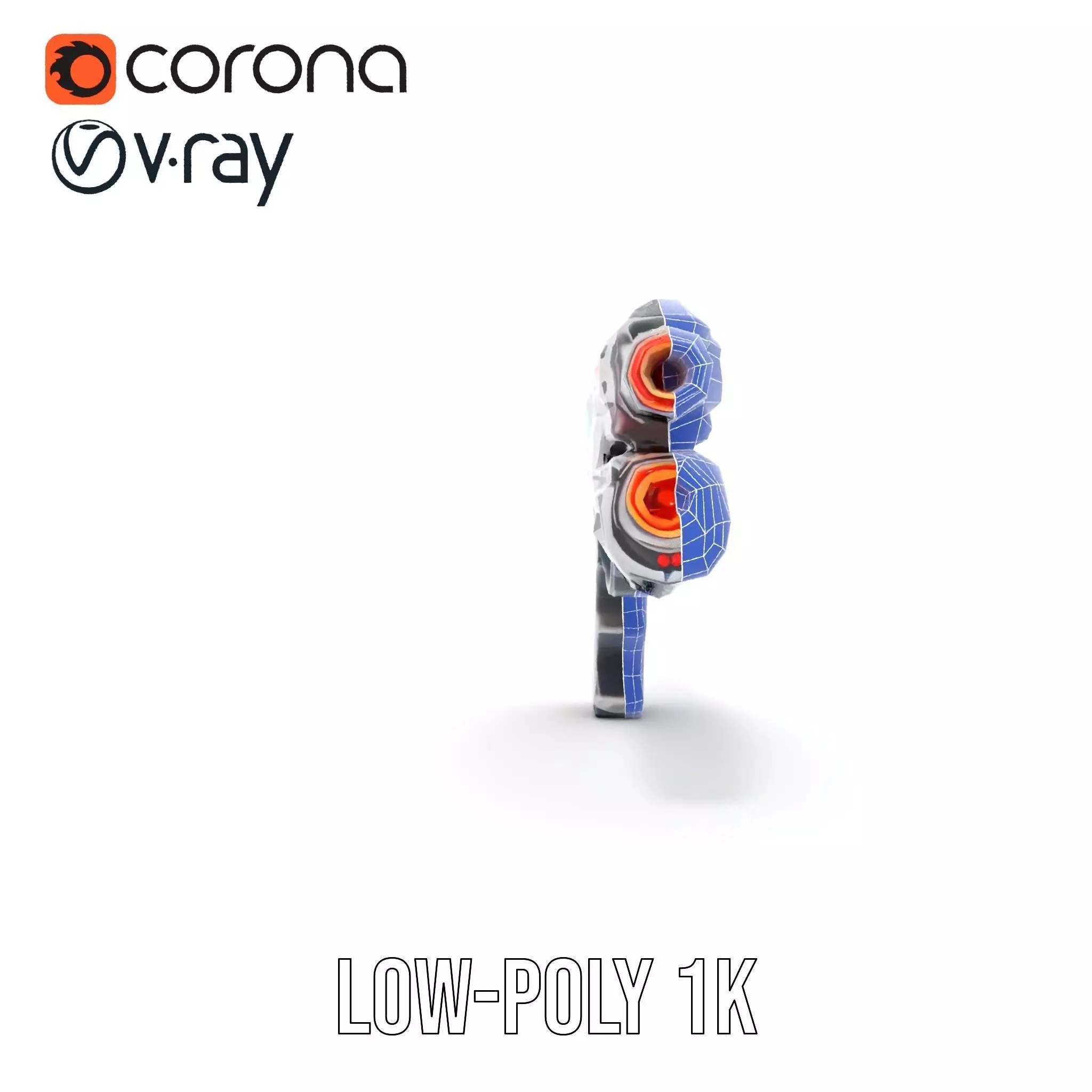 Futuristic SciFi Pistol model pack Low-poly 3D model_19