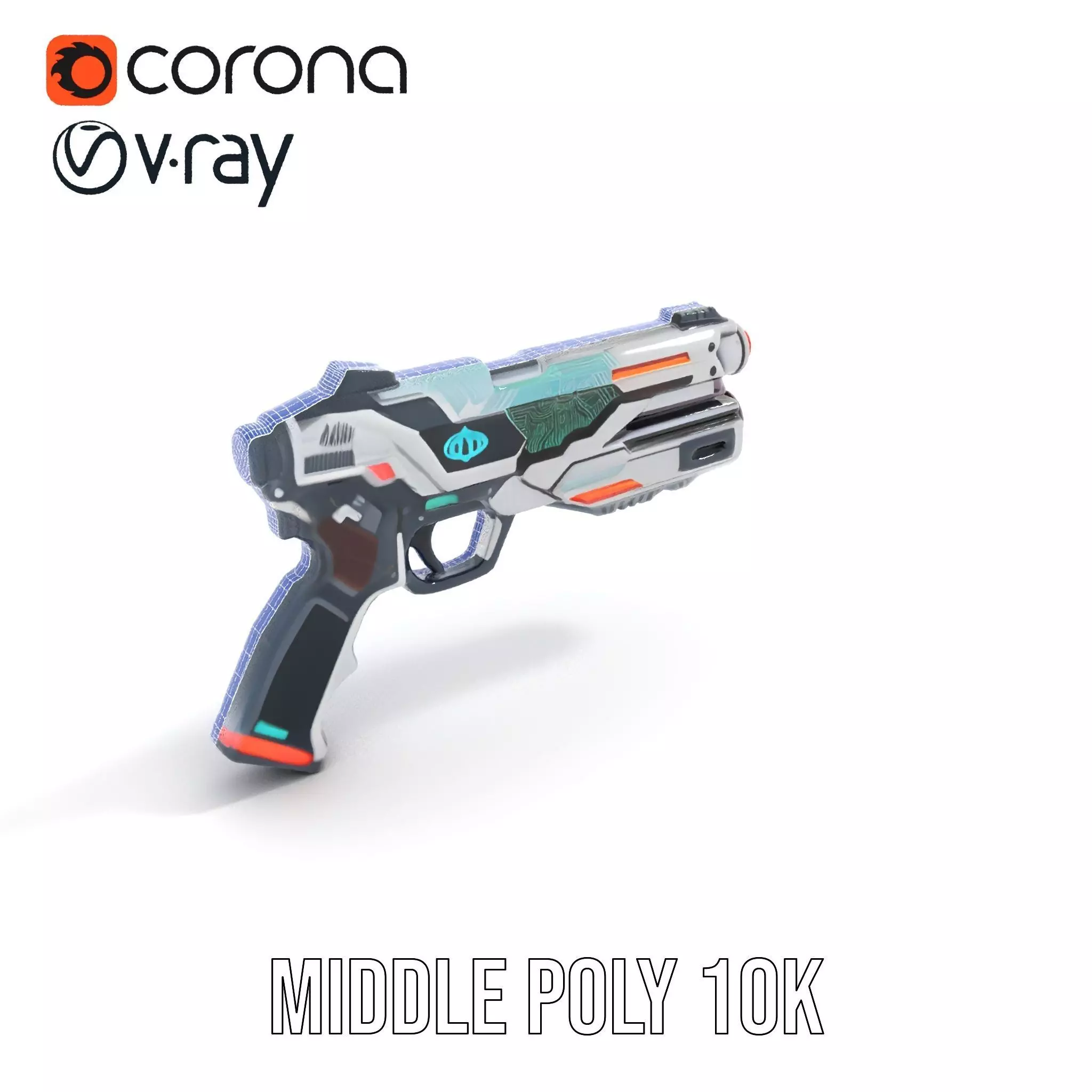 Futuristic SciFi Pistol model pack Low-poly 3D model_13