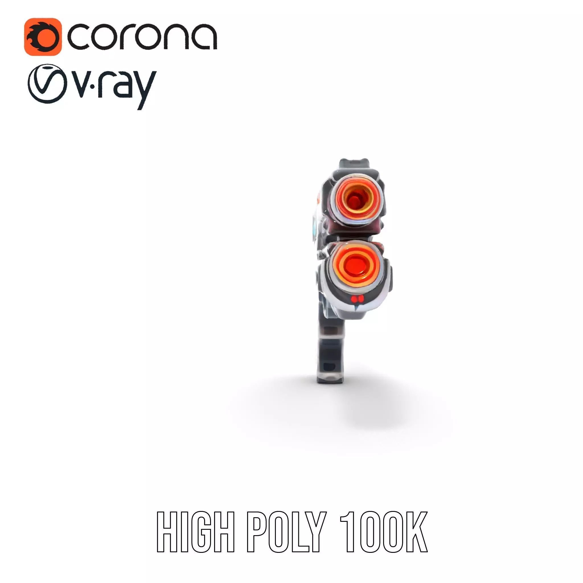 Futuristic SciFi Pistol model pack Low-poly 3D model_29