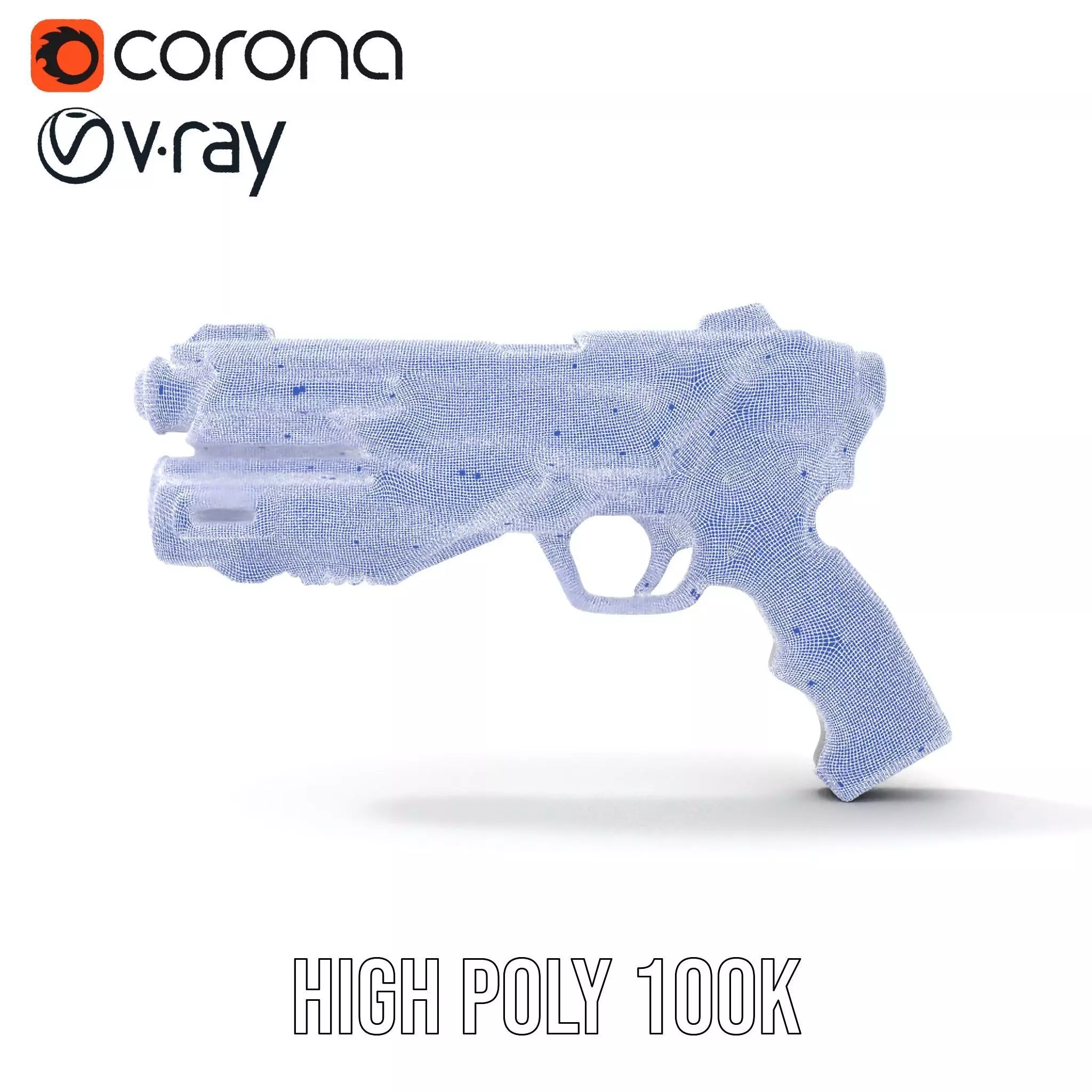 Futuristic SciFi Pistol model pack Low-poly 3D model_33