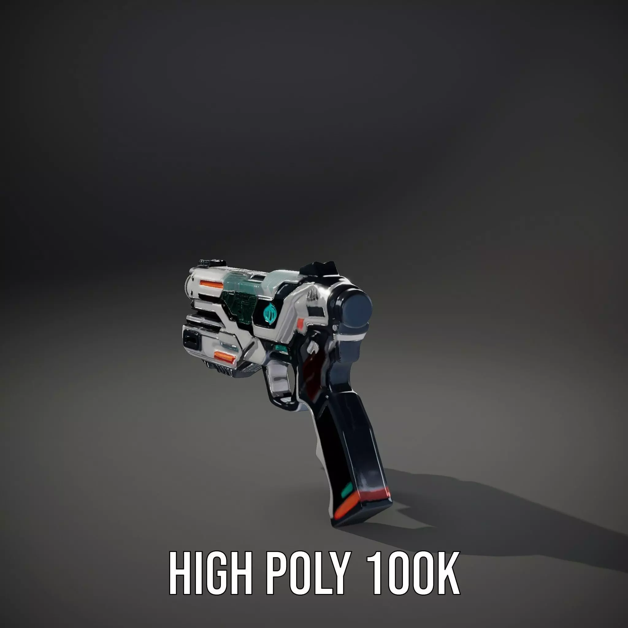 Futuristic SciFi Pistol model pack Low-poly 3D model_10