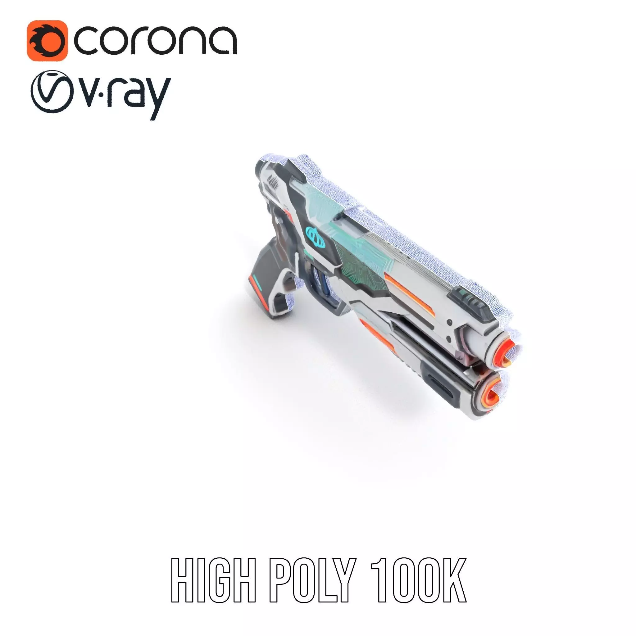 Futuristic SciFi Pistol model pack Low-poly 3D model_26