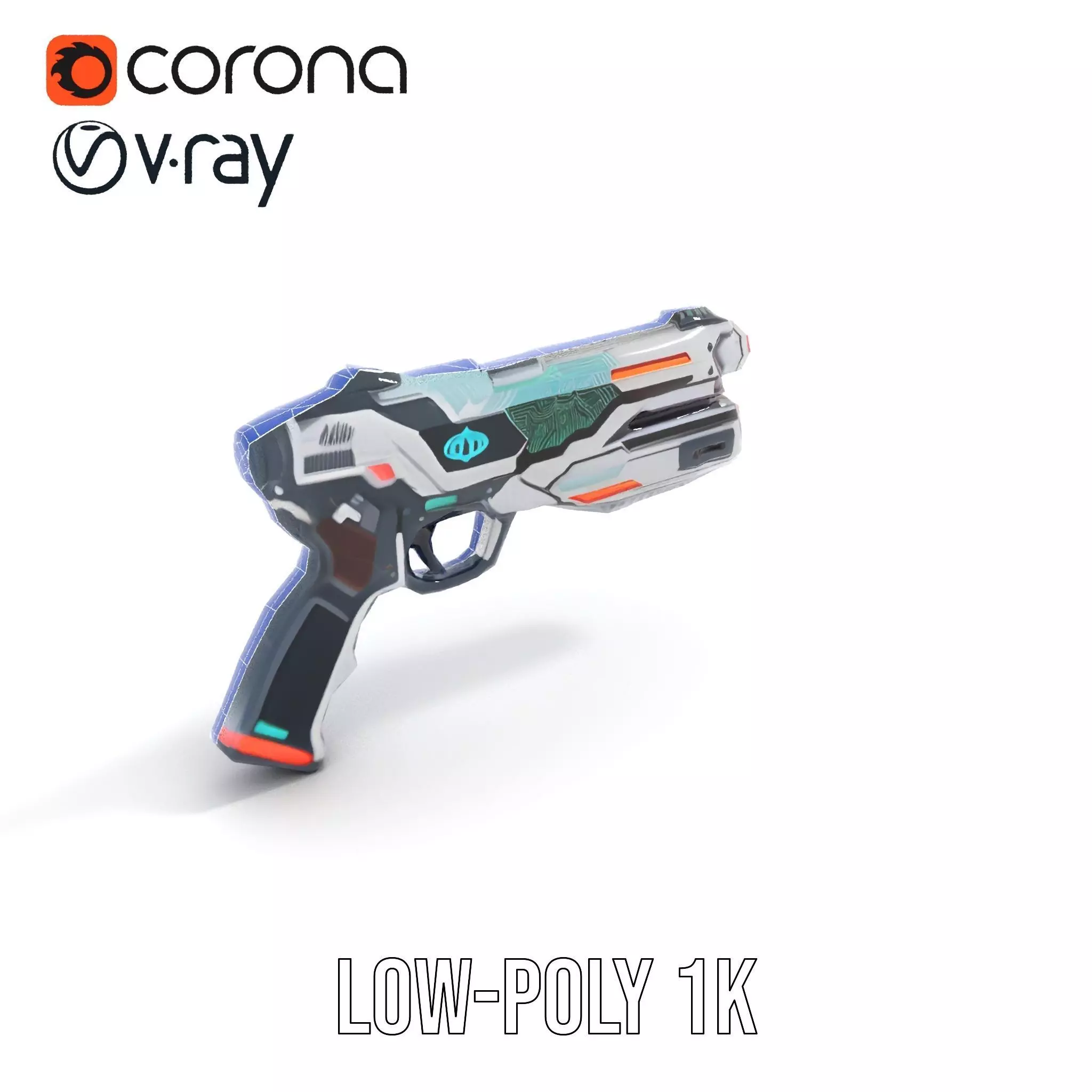 Futuristic SciFi Pistol model pack Low-poly 3D model_28