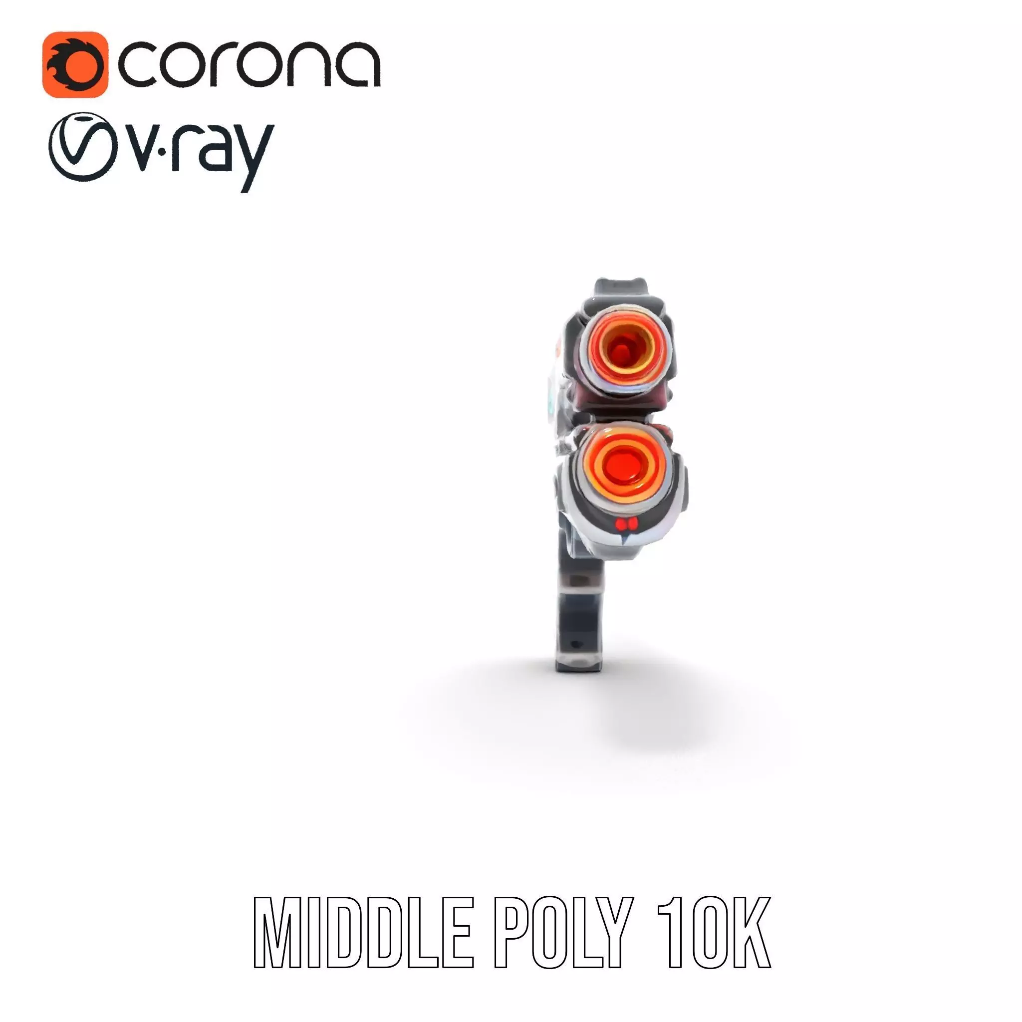 Futuristic SciFi Pistol model pack Low-poly 3D model_15