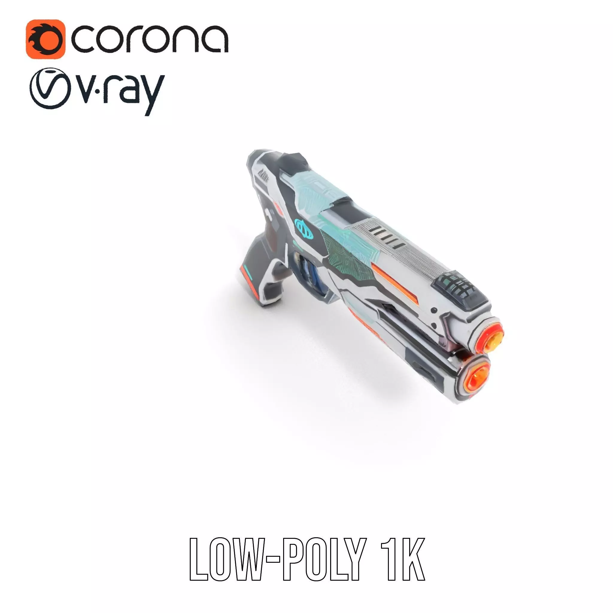 Futuristic SciFi Pistol model pack Low-poly 3D model_16