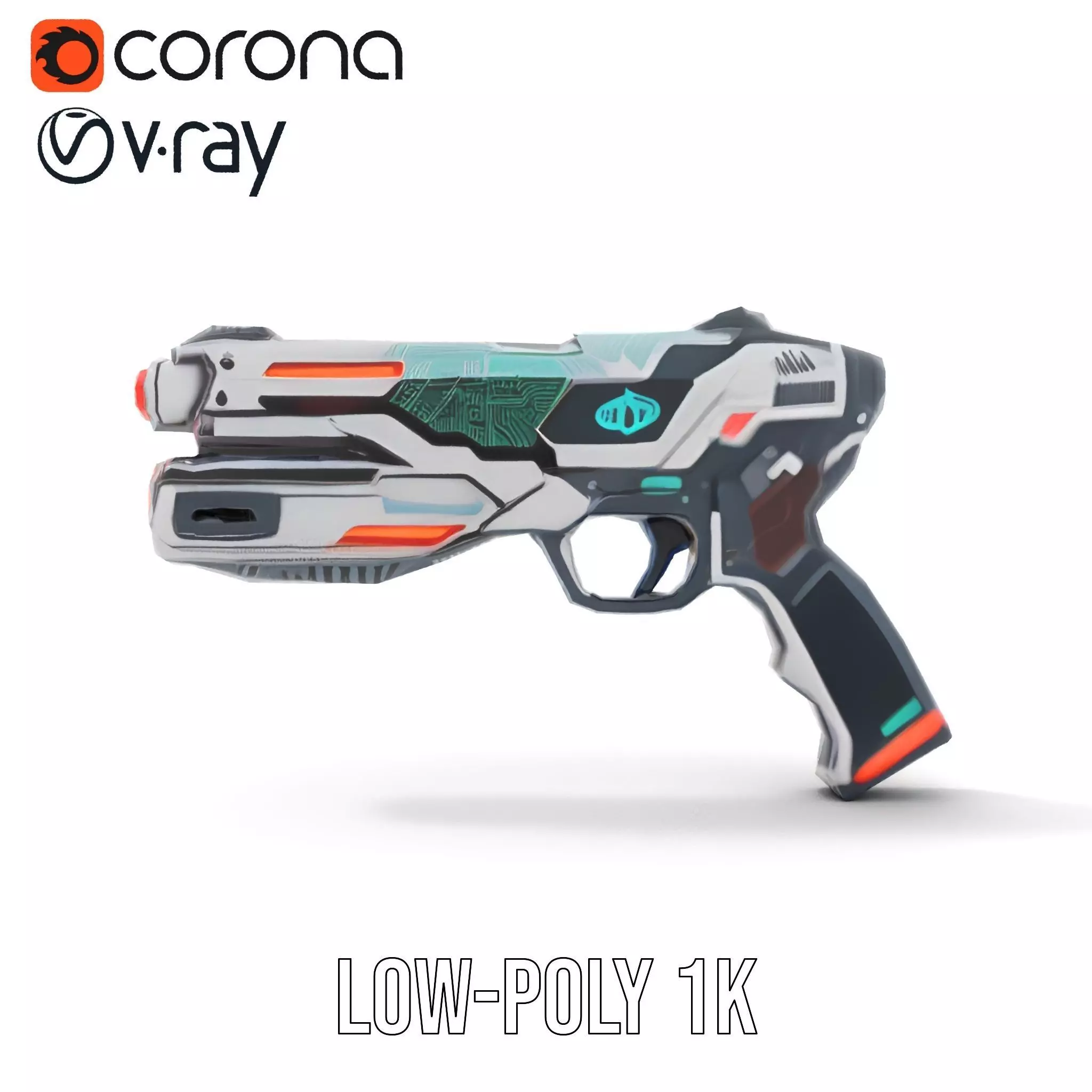 Futuristic SciFi Pistol model pack Low-poly 3D model_9