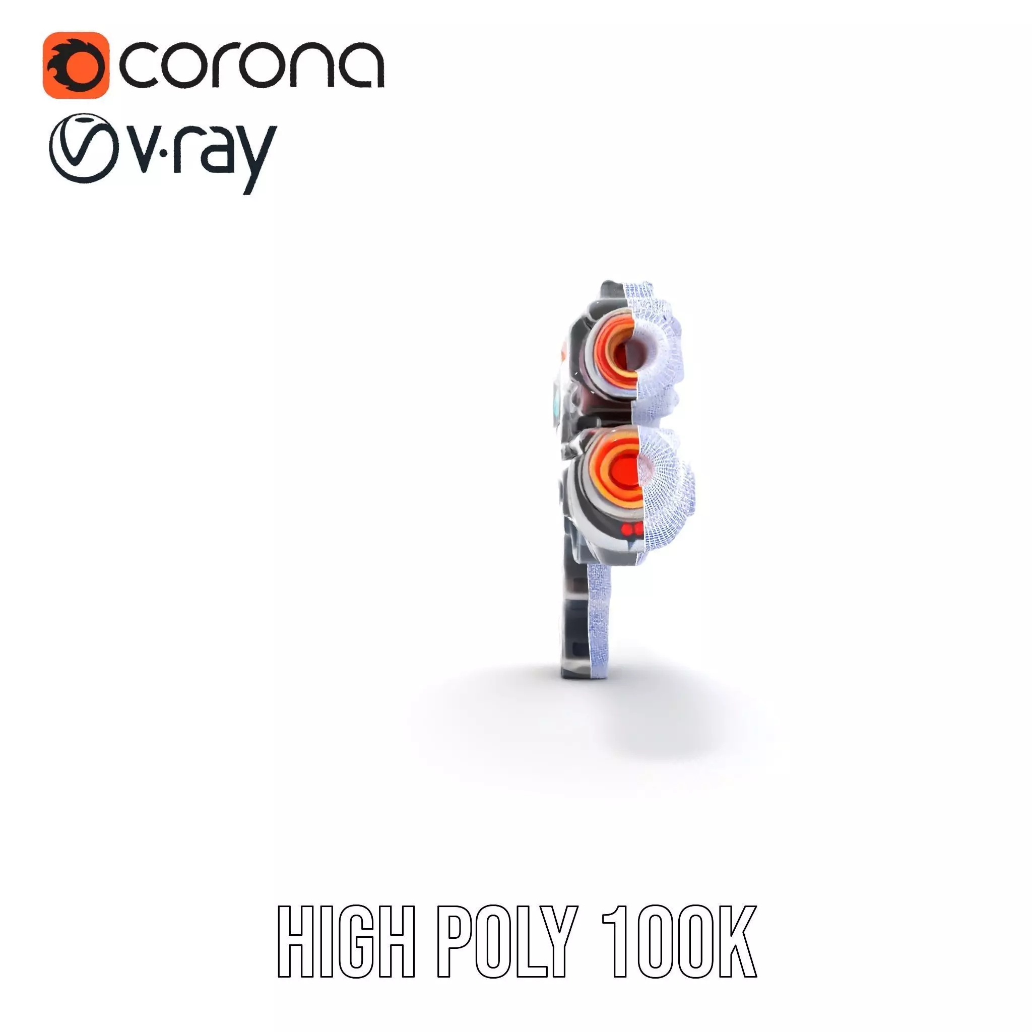 Futuristic SciFi Pistol model pack Low-poly 3D model_32