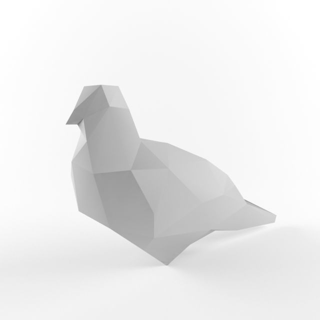 Low Poly Bird Pigeon Dove Turtledove Low-poly 3D model_5