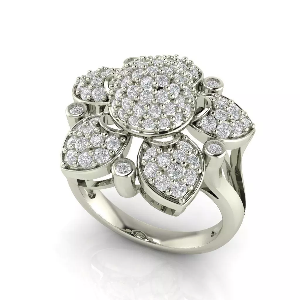 DIAMOND FLOWER RING 3D print model_1