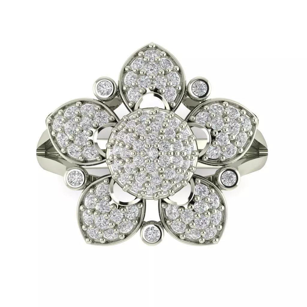 DIAMOND FLOWER RING 3D print model_5