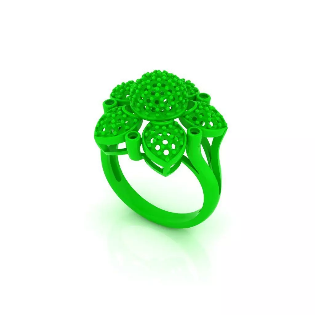 DIAMOND FLOWER RING 3D print model_11