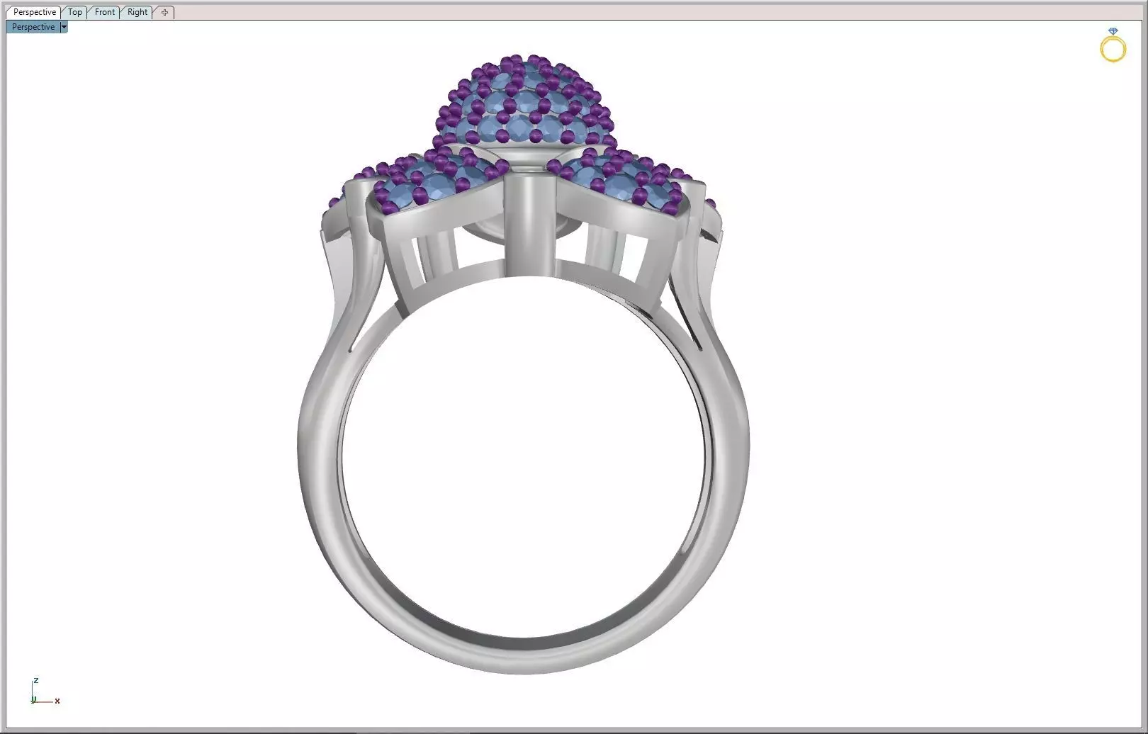 DIAMOND FLOWER RING 3D print model_24