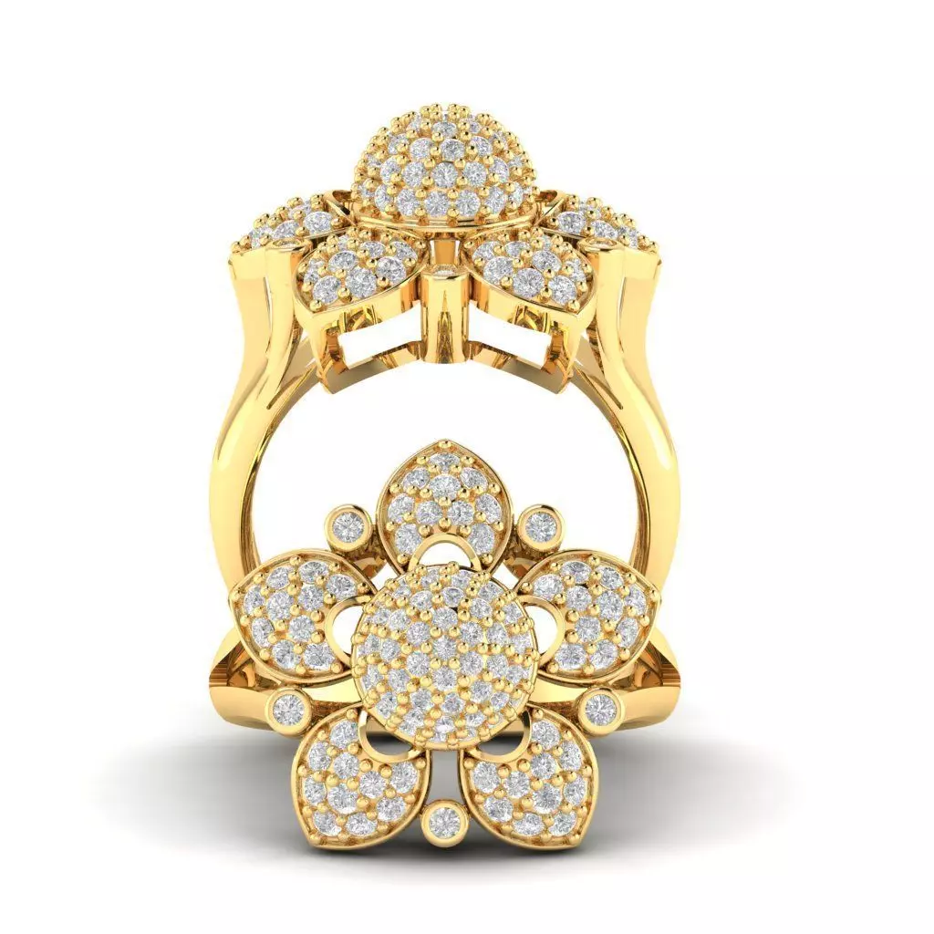 DIAMOND FLOWER RING 3D print model_2
