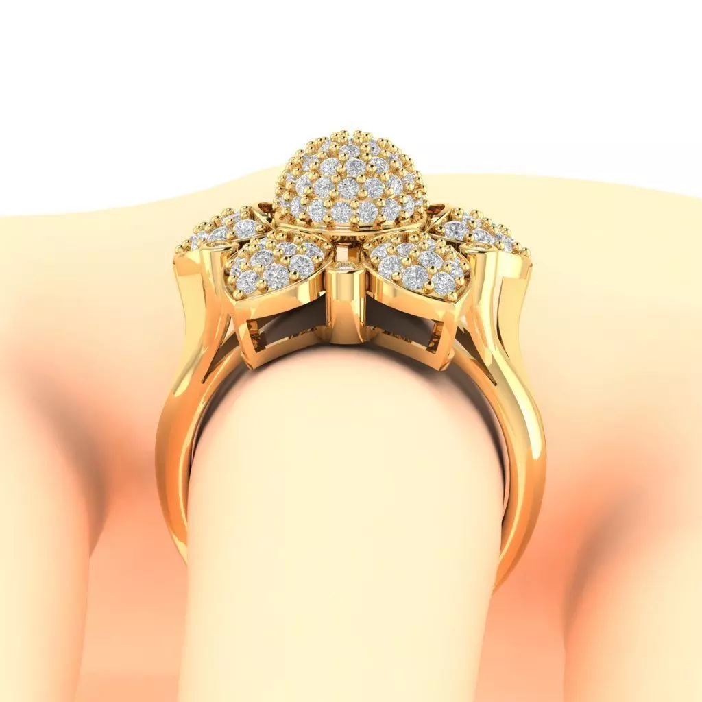 DIAMOND FLOWER RING 3D print model_8