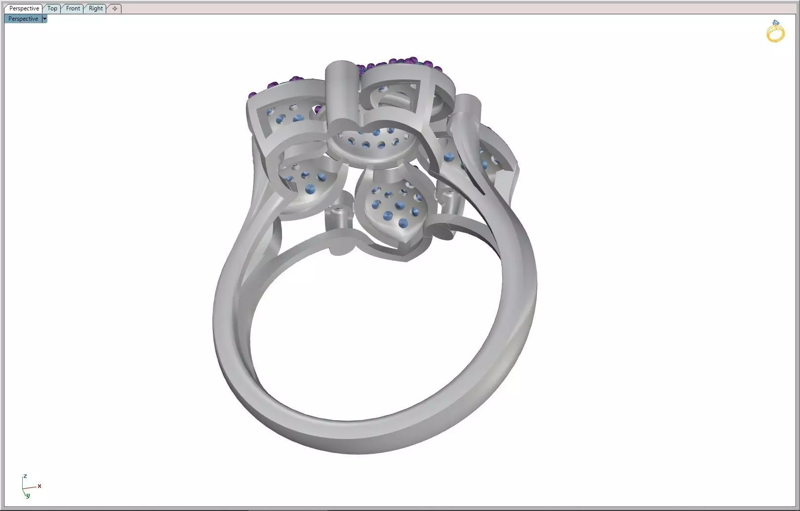 DIAMOND FLOWER RING 3D print model_16