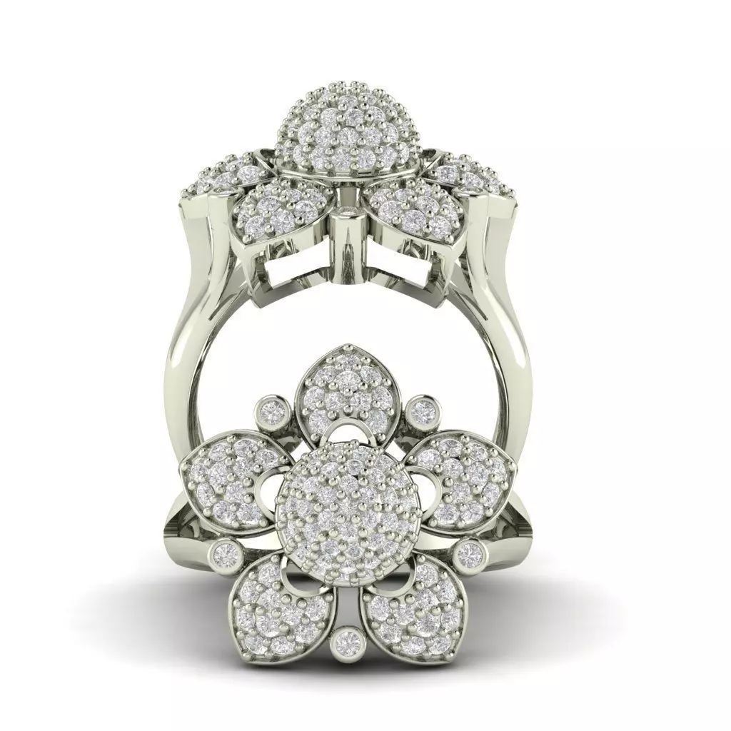 DIAMOND FLOWER RING 3D print model_3