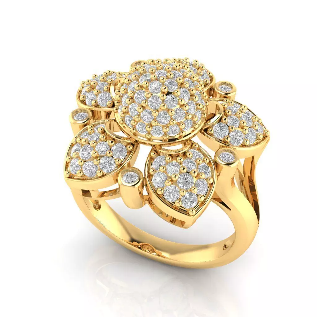 DIAMOND FLOWER RING 3D print model_0