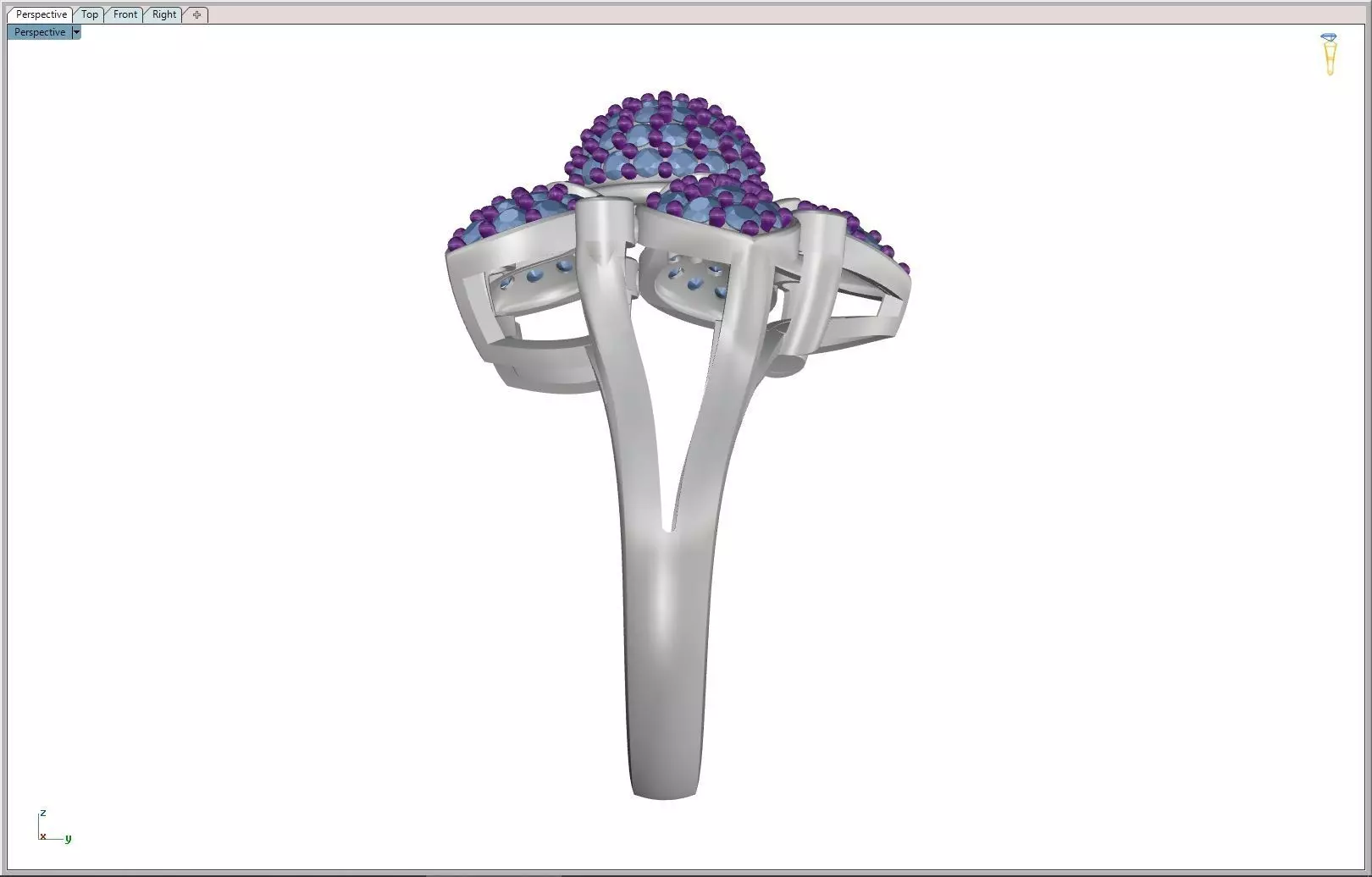 DIAMOND FLOWER RING 3D print model_15