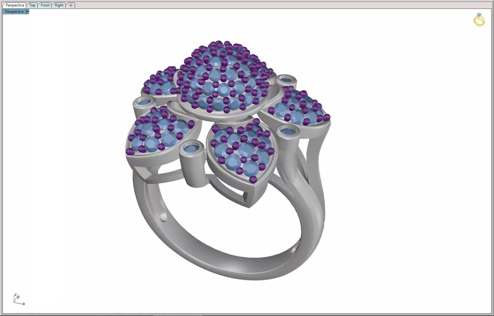DIAMOND FLOWER RING 3D print model_18