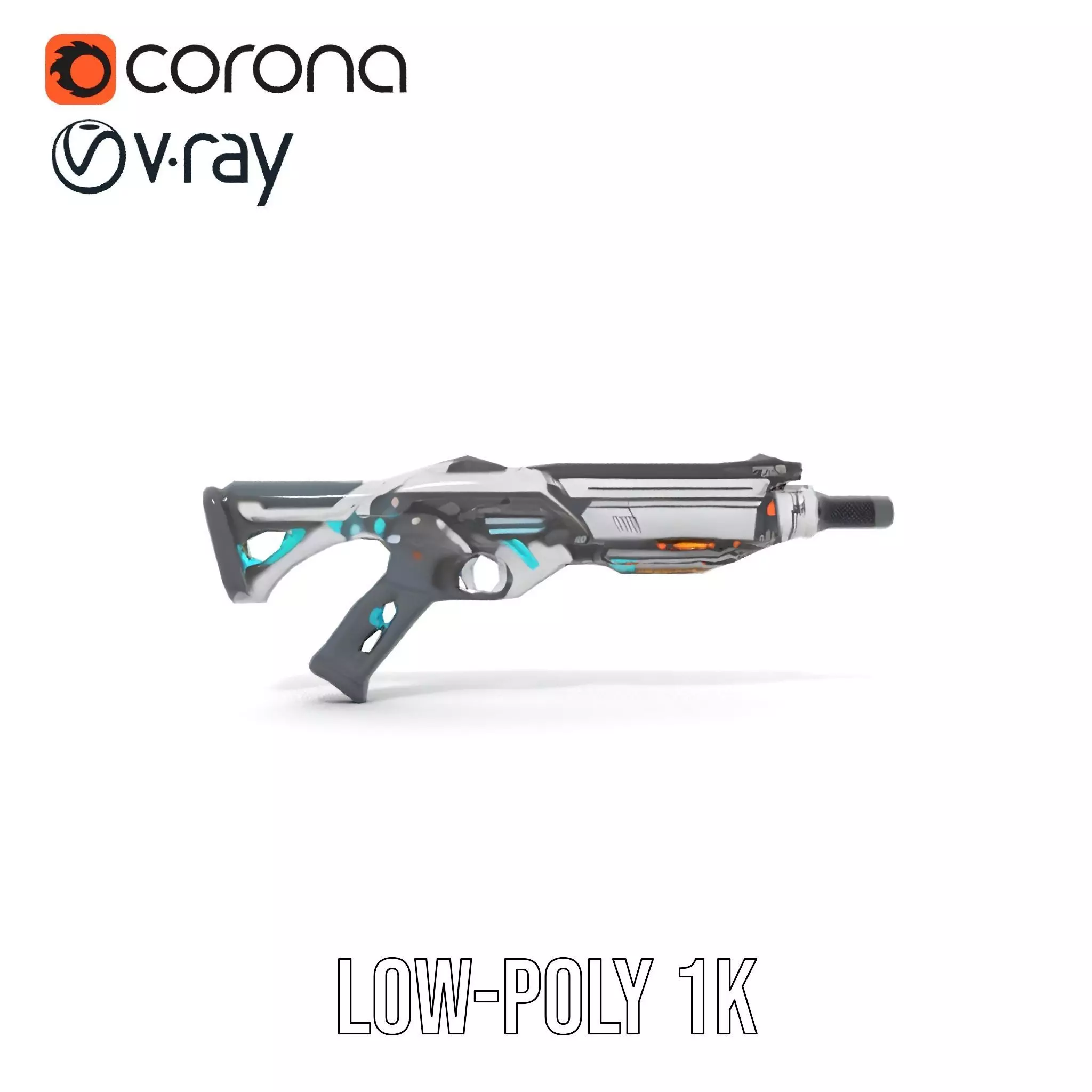 Futuristic Assault Rifle model pack Low-poly 3D model_9