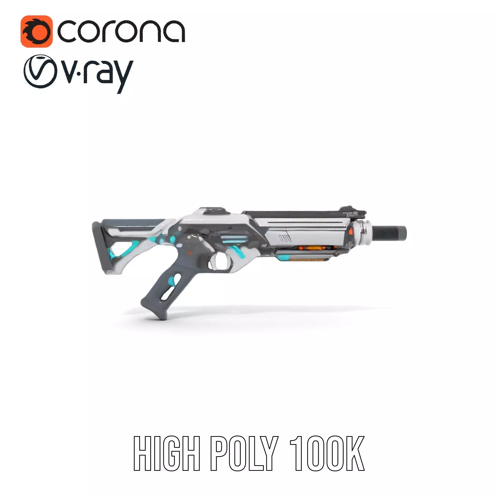 Futuristic Assault Rifle model pack Low-poly 3D model_17