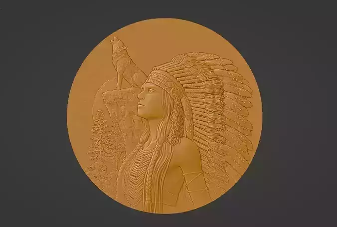 RED INDIAN LADY WALL ART FOR WOODEN CARVING CNC