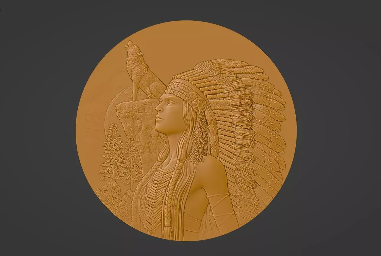 RED INDIAN LADY WALL ART FOR WOODEN CARVING CNC 3D print model_0