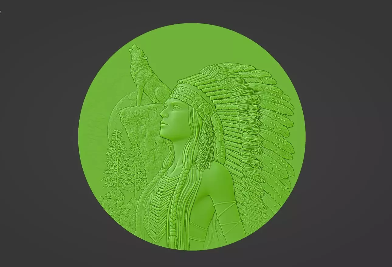 RED INDIAN LADY WALL ART FOR WOODEN CARVING CNC 3D print model_3