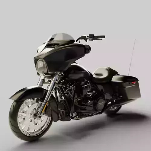 Black Touring Motorcycle - Blender No Rig