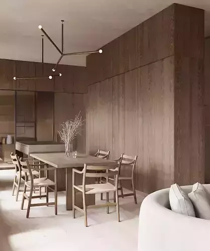 Wabi-sabi livingroom 3D model 4