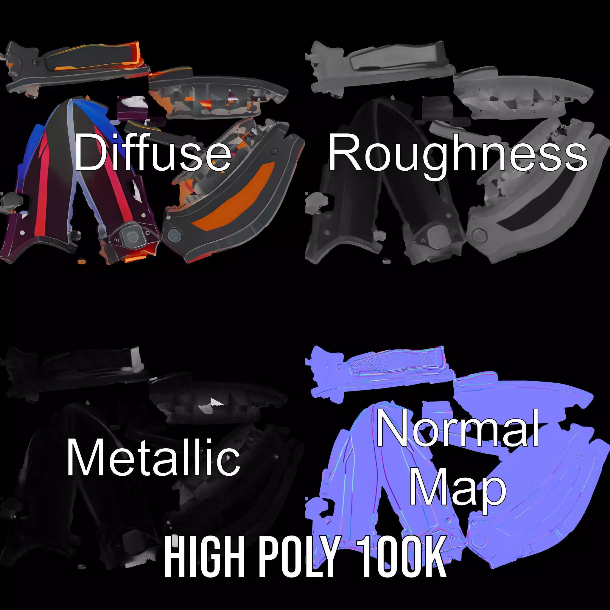 Neon Tactical Knife model pack Low-poly 3D model_3