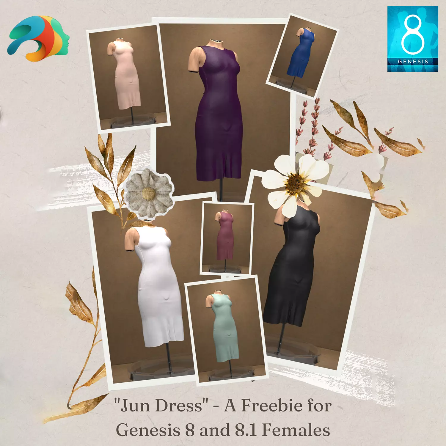 Jun Dress G8 Female Freebie Free 3D model