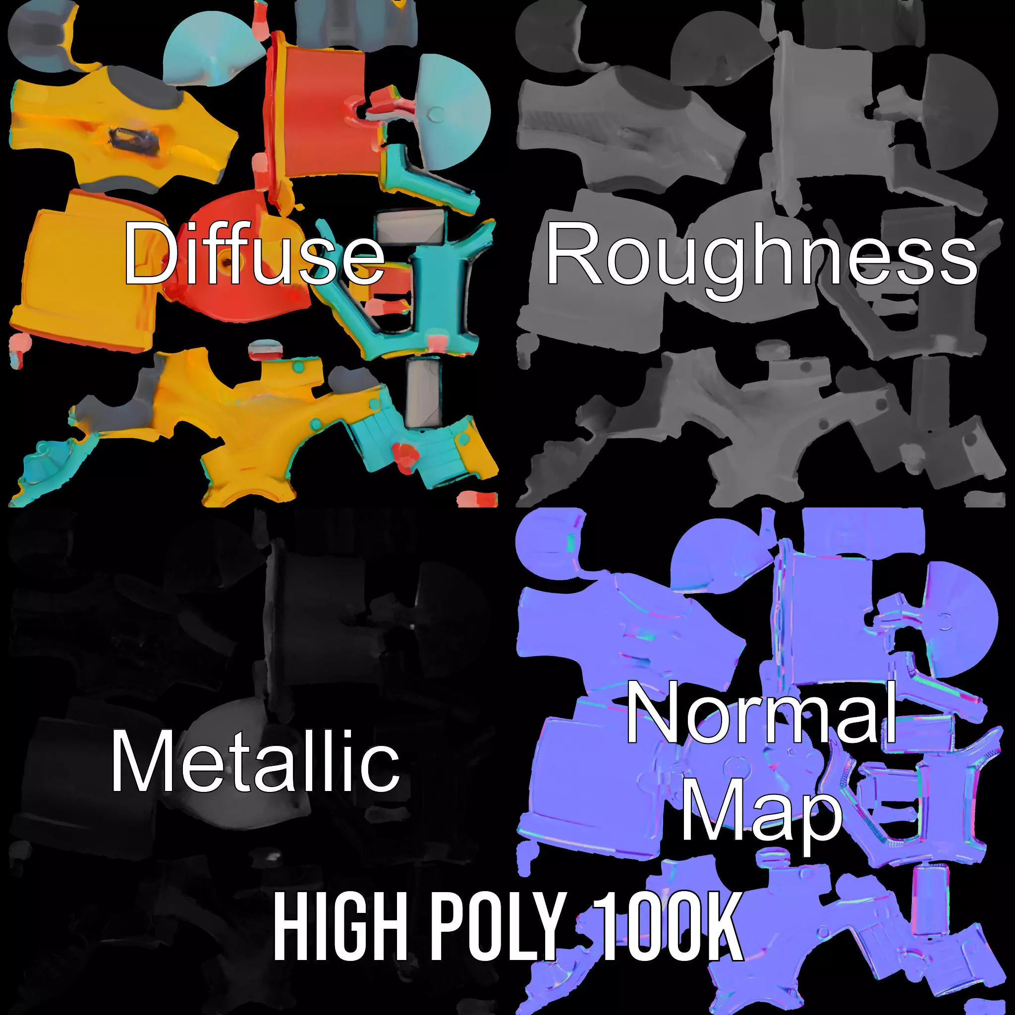 Vibrant Water Blaster model pack Low-poly 3D model_3