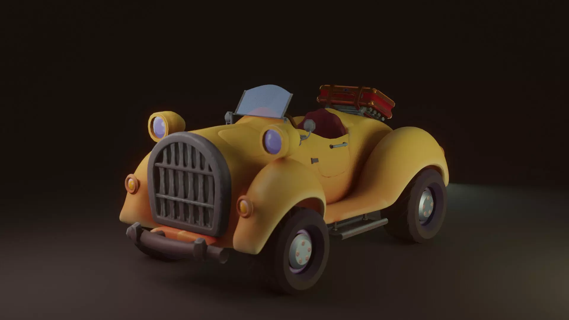 Charming vintage Cartoony car Free low-poly 3D model