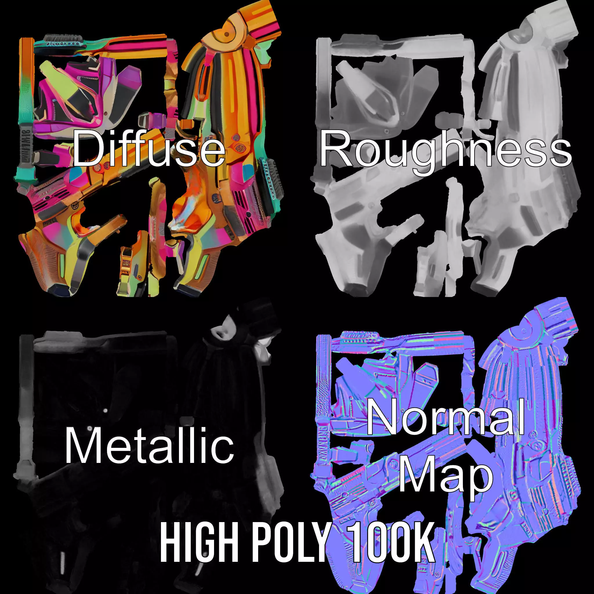 Neon Spectrum Blaster model pack Low-poly 3D model_3