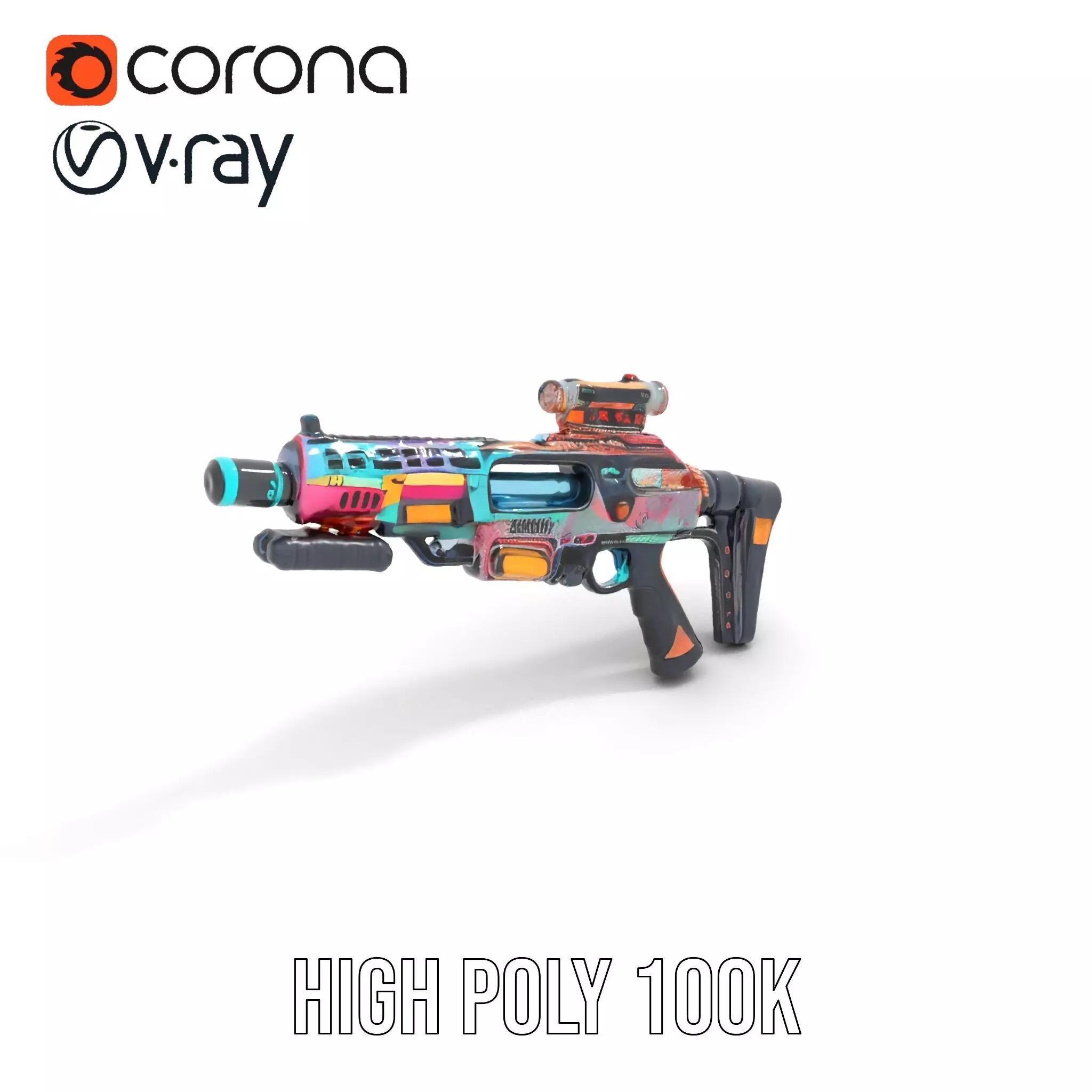 Neon Blaster Rifle model pack Low-poly 3D model_28