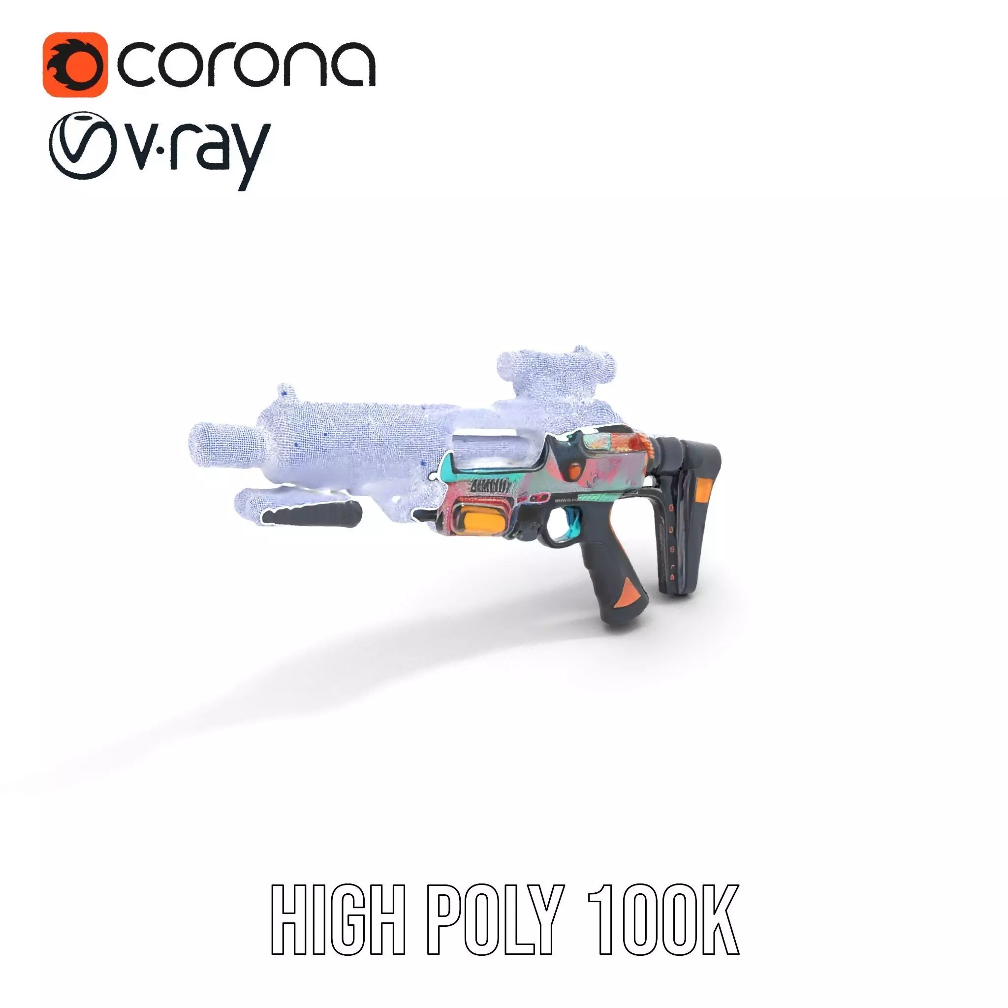 Neon Blaster Rifle model pack Low-poly 3D model_17