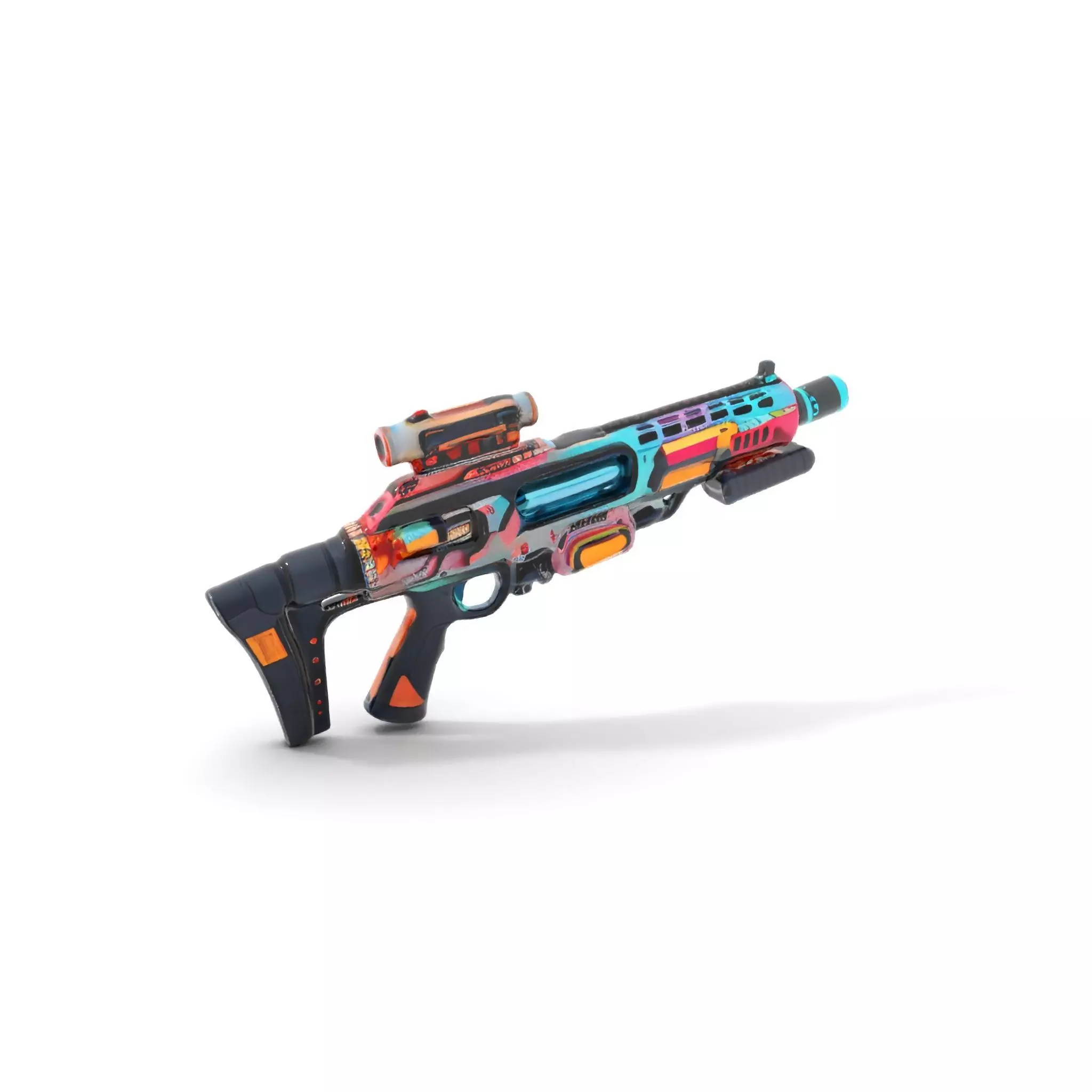 Neon Blaster Rifle model pack Low-poly 3D model_6