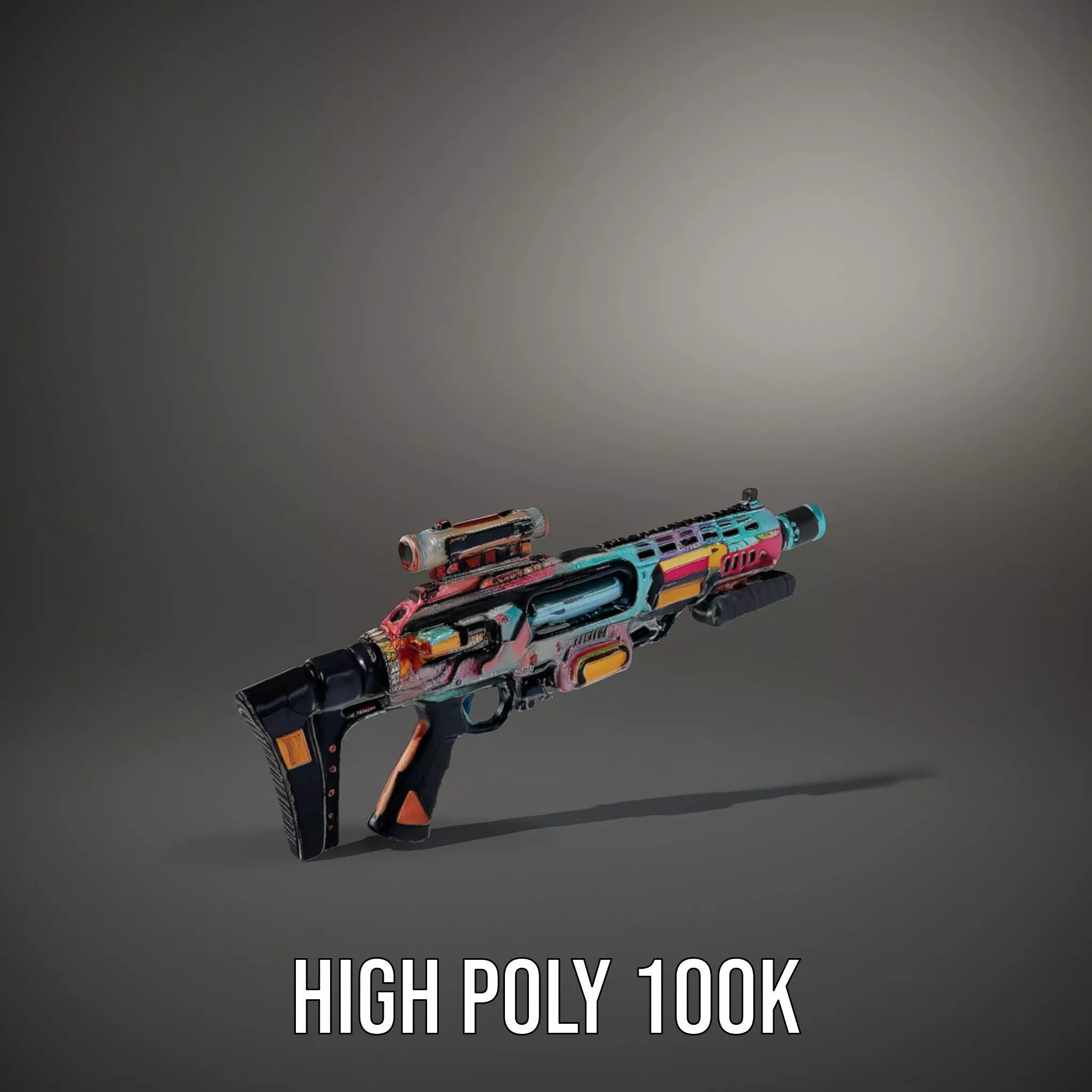 Neon Blaster Rifle model pack Low-poly 3D model_34