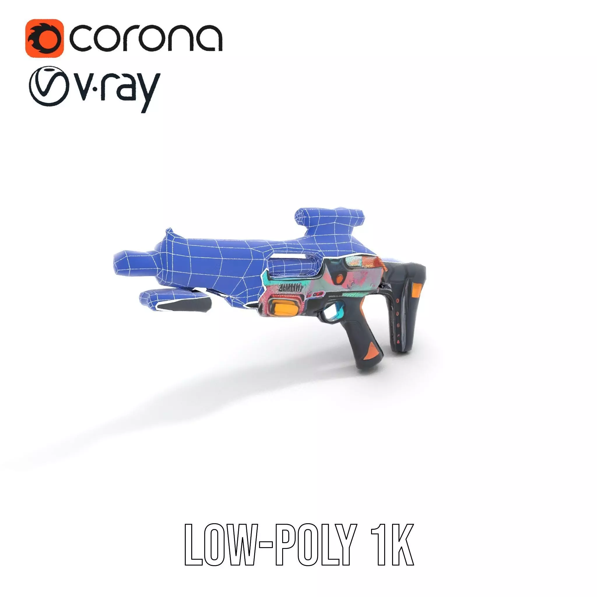 Neon Blaster Rifle model pack Low-poly 3D model_27