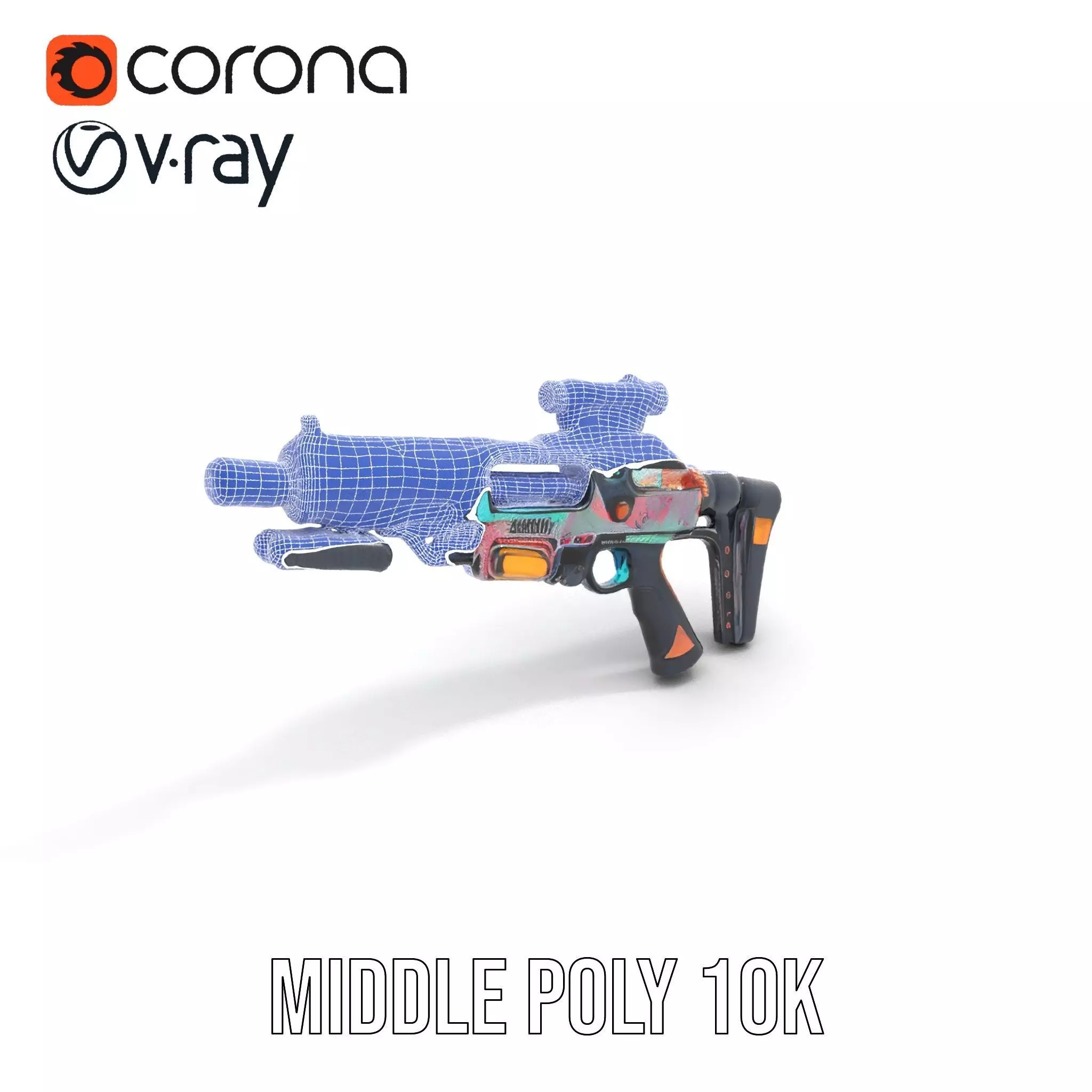 Neon Blaster Rifle model pack Low-poly 3D model_26